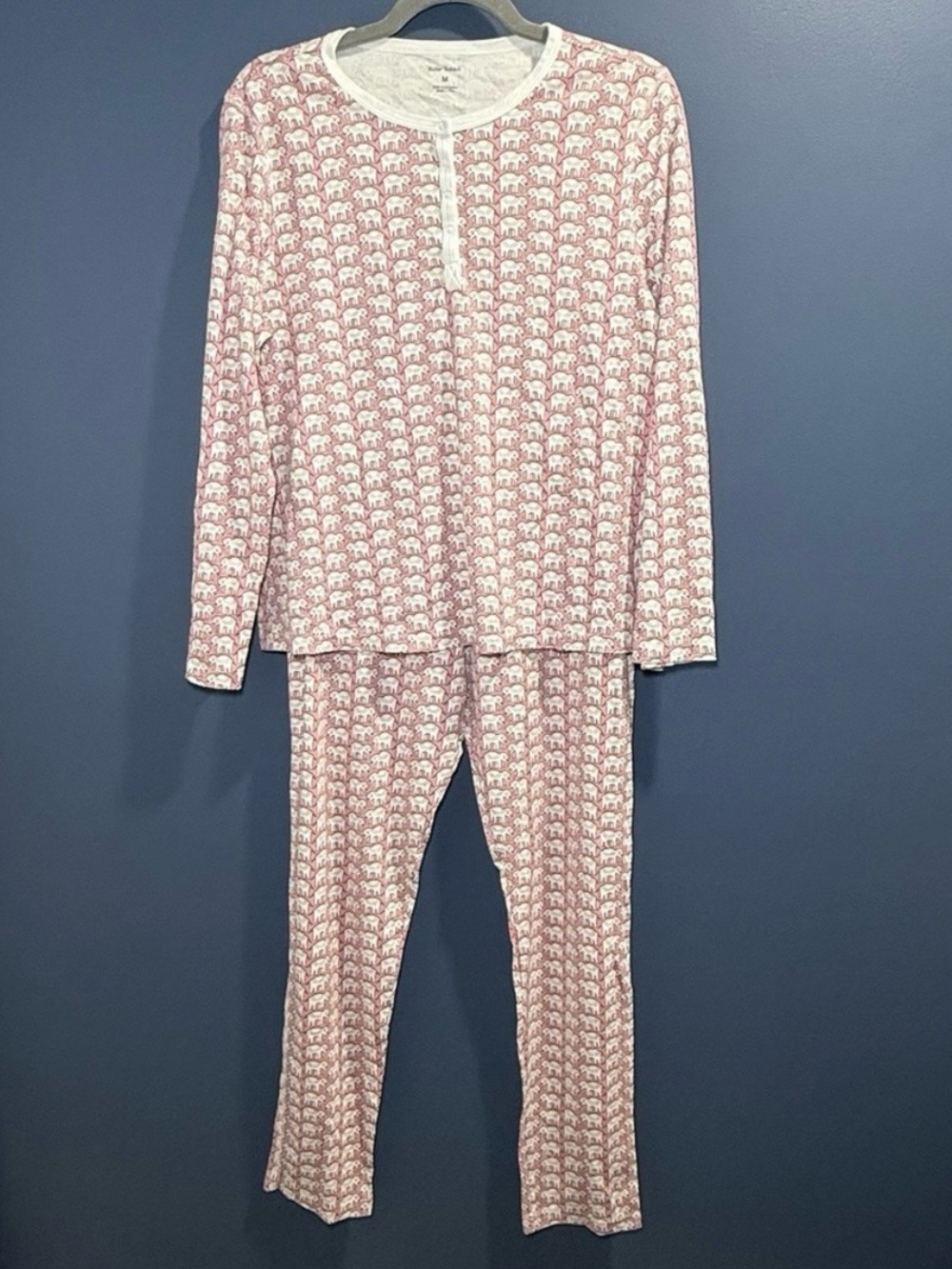 Roller Rabbit Pink Hathi Elephant Pima Cotton Pajama Set Womens Medium